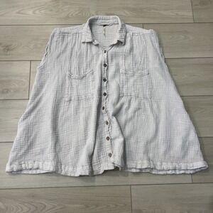 Free People Button Up‎ Blouse Women's Light Lilac Cotton Sleeveless Boho Top XS